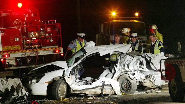 The road has been subject to several fatalities over the years. This picture is from a 2004 fatality. Picture: Chris Kidd.