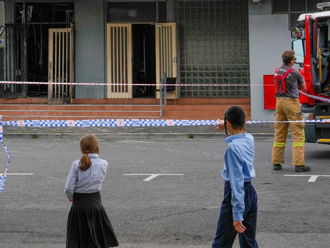 The burnt-out Addas Israel synagogue in Ripponlea. Picture: Getty Images