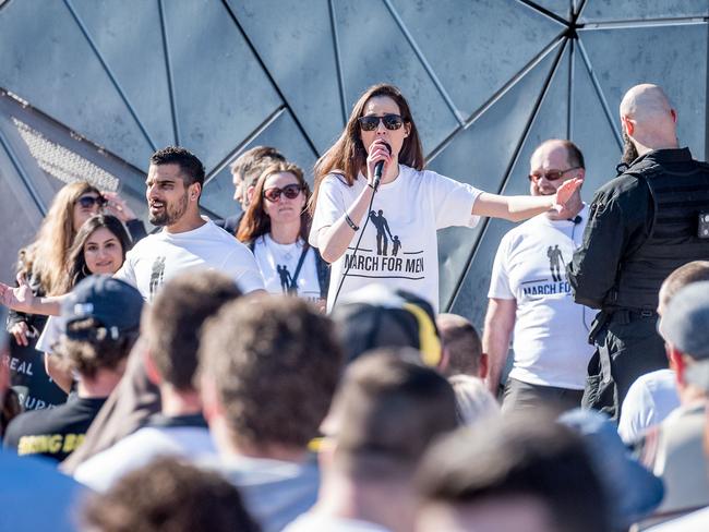 Sydney Watson speaks at the rally. Picture: Jake Nowakowski