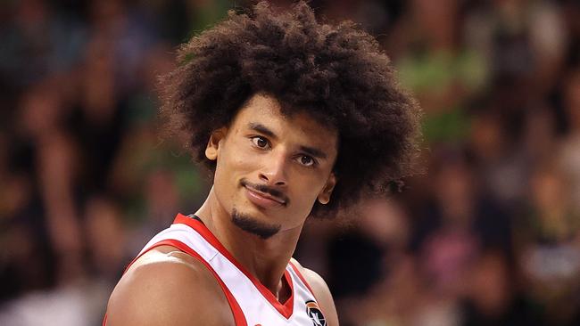 MELBOURNE, AUSTRALIA - JANUARY 27: Tai Webster of the Wildcats reacts during the round 17 NBL match between South East Melbourne Phoenix and Perth Wildcats at State Basketball Centre, on January 27, 2024, in Melbourne, Australia. (Photo by Kelly Defina/Getty Images)