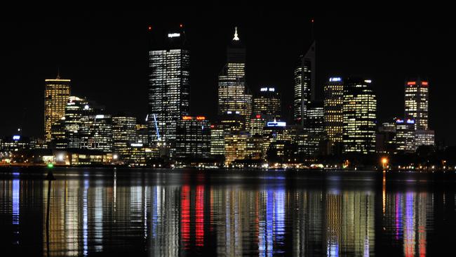 Perth, the city of lights, at night.