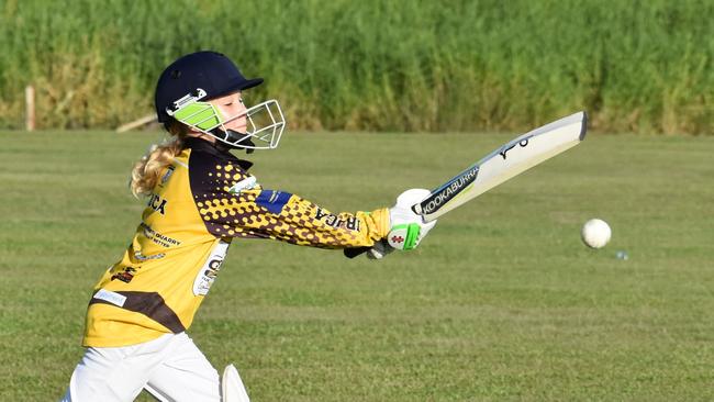 Emerson Hague batting for the Herbert River Junior Cricket Club in Ingham. Picture: Cameron Bates