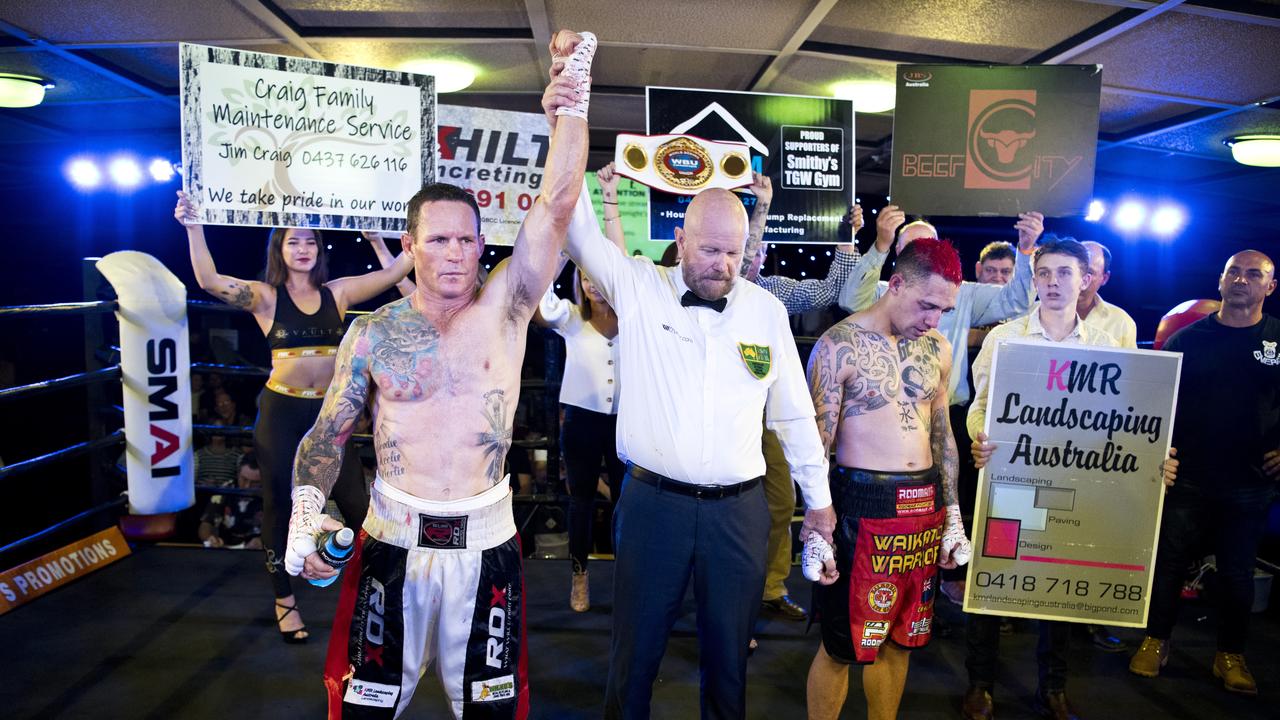 Jamie Hilt is crowned the WBU World Super Lightweight champion tonight at Rumours International. Picture: NEV MADSEN.