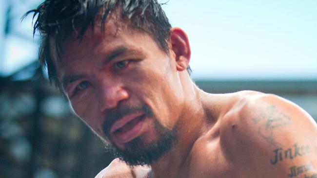 Manny Pacquiao of the Philippines reacts after his defeat to Jeff Horn.