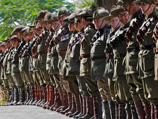 Members of the Australian Light Horse unit attend a memorial ceremony at the old Ottoman Tzemach Railway Station, on the southern tip of the Sea of Galilee. Picture: AFP