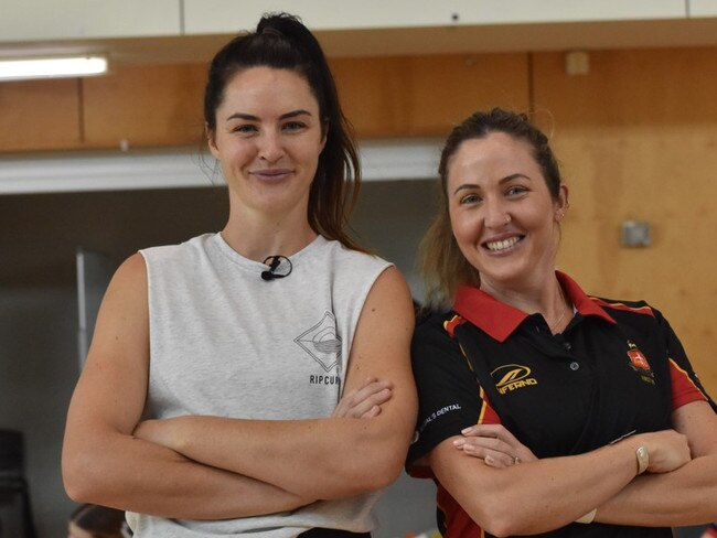 Former Australian netballer Sharni Norder (nee Layton) and RGS Magic coach Zoe’ Seibold at the weekend's coaching clinic.