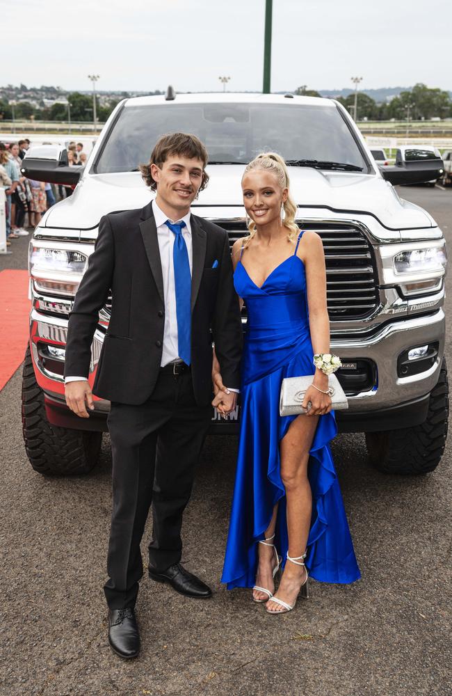 Graduate Kai Longstaff is partnered by Lily Hawkswell at The Industry School formal at Clifford Park Racecourse, Tuesday, November 12, 2024. Picture: Kevin Farmer