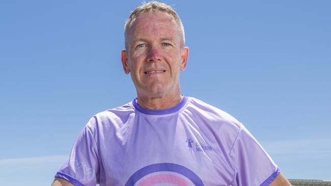 Athlete Asa Cowell at the starting point of the marathon in Kingston Park SA as part of his $50K, 50 marathons in 50 days fundraiser. Pictured on November 20th 2024. Picture: Ben Clark