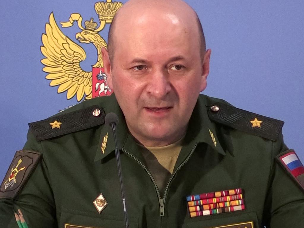 In this grab from an AFPTV footage, Igor Kirillov, head of the Russian Defence Ministry's radiological, biological and chemical protection unit, speaks at a briefing over an alleged chemical attack on the Syrian city of Douma, at the Patriot park in the Moscow region on June 22, 2018. A senior Russian military official was killed on December 17, 2024 when an explosive device hidden in a scooter went off outside a building in Moscow, officials said. (Photo by AFPTV / AFP)