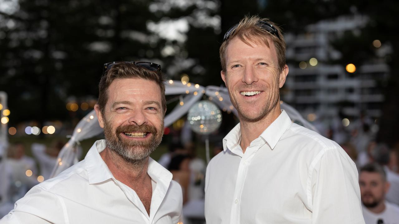 David Hutchison and Peter Dukes. The Pulse for DÃ&#131;Â®ner en Blanc Gold Coast at Broadbeach Park on April 22, 2023. Picture: Celeste Humphrey