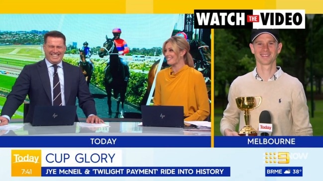 Karl cut off as Melbourne Cup interview angles for a risque turn (The Today Show)