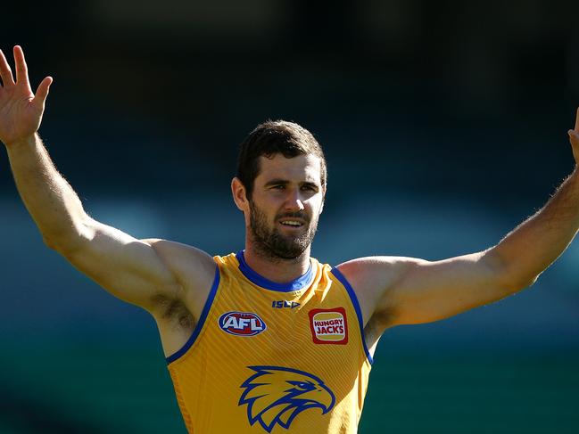 PERTH, AUSTRALIA - MAY 15: Jack Darling stands on the mark during a West Coast Eagles AFL training session at Subiaco Oval on May 15, 2018 in Perth, Australia.  (Photo by Paul Kane/Getty Images)