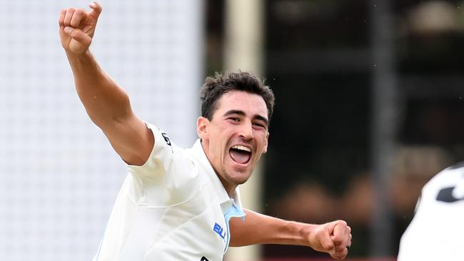 Mitchell Starc sent an early Ashes warning to England with a hat-trick against Western Australia.