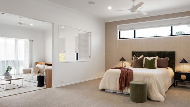 The master bedroom in the main house is huge. Image supplied by Ray White New Farm.