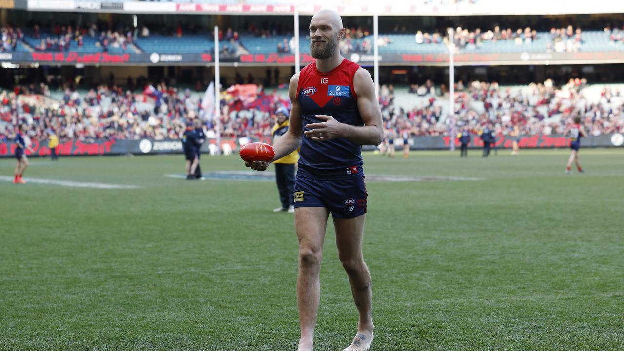 Max Gawn was subbed out in the final quarter. Picture: Michael Klein