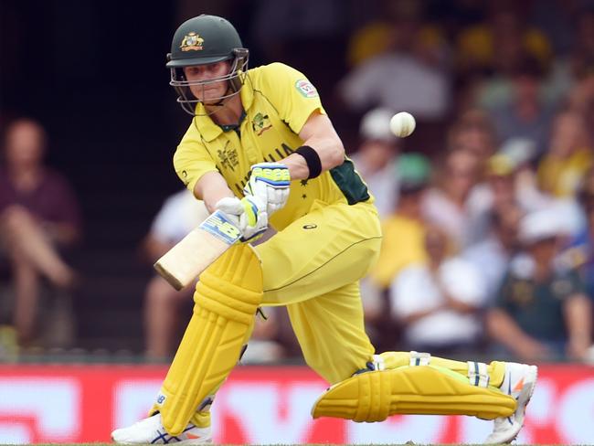 Smith flicks a ball fine for a boundary.