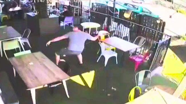 Video footage of a man inside a Capalaba cafe on the Ekka Monday public holiday. Picture: Contributed