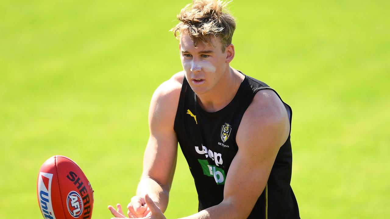 Tom Lynch in action at Richmond training. Picture: Getty Images 