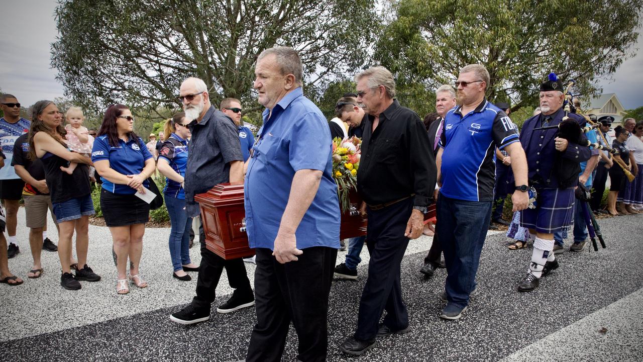 Mr Dare was laid to rest at the Centenary Memorial Gardens with a convoy of vintage Fords. Picture: NCA NewsWire / Sarah Marshall