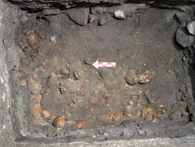 Tzompantli ... An Aztec altar in the shape of platform with tens of aligned skulls, supposedly of persons decapitated in ceremonies, was discovered by archaeologists in the historical centre of Mexico City. Source: AFP