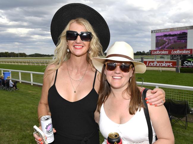 Ladbrokes Sale Cup. Racegoers are pictured attending Cup Day horse races at Sale Turf Club, Sunday 27th October 2024. Dayle McKinnon and Chantelle Cormack. Picture: Andrew Batsch