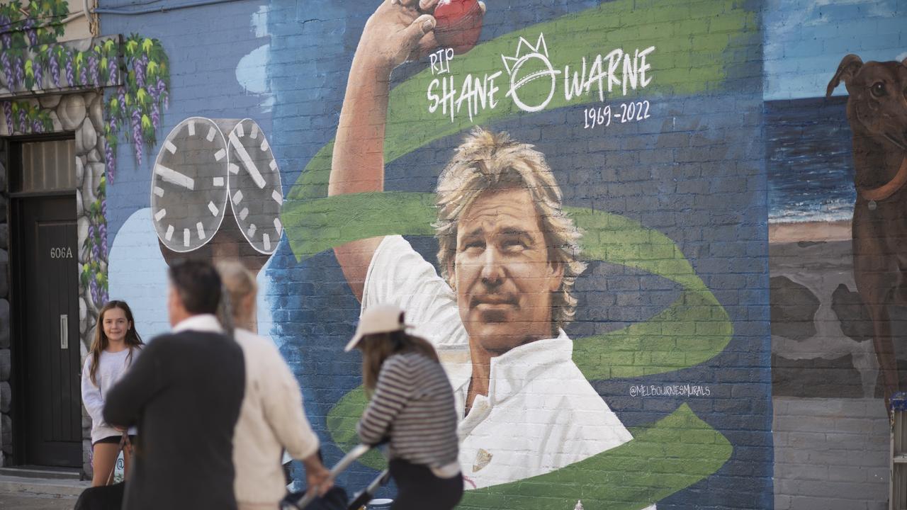 Shane Warne mural painted in Black Rock, Melbourne. Picture: @MelbournesMurals