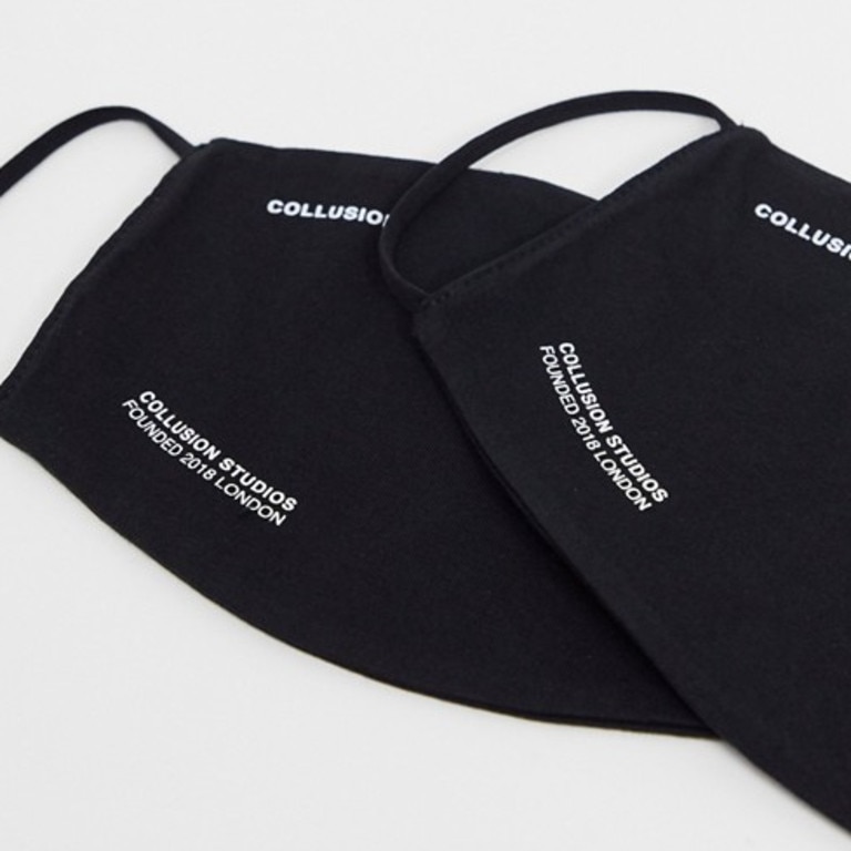 Collusion, Unisex Two Pack Face Covering with Print in Black