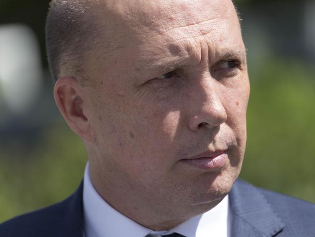 Home Affairs Minister Peter Dutton confirmed today a shipping freighter carrying 131 people, intercepted by Malaysian authorities at sea last Tuesday, was of a “significant size” and capable of reaching New Zealand. Picture: AAP
