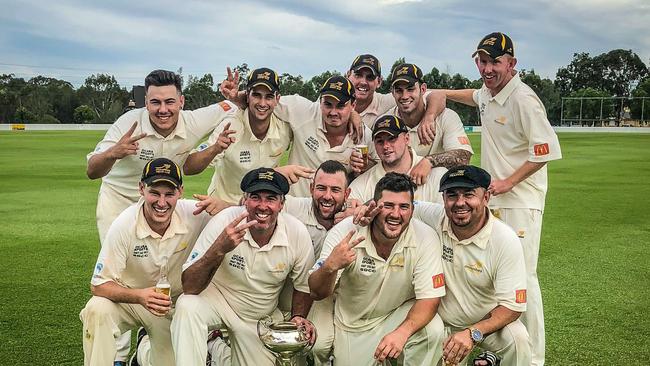 Mount Pritchard-Southern Districts Cricket Club celebrates a recent premiership. Picture: Facebook