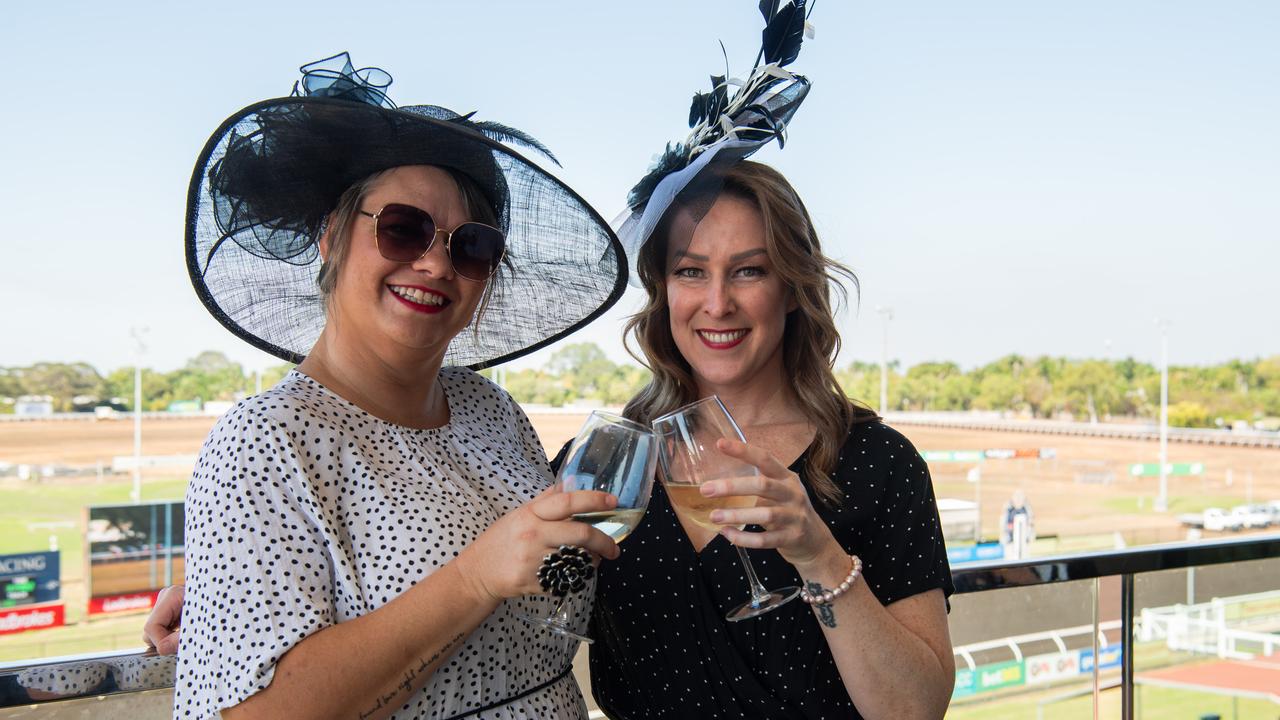 Miriam Nuttall and Toni Thomson at the 2024 Darwin Cup Carnival Derby Day. Picture: Pema Tamang Pakhrin