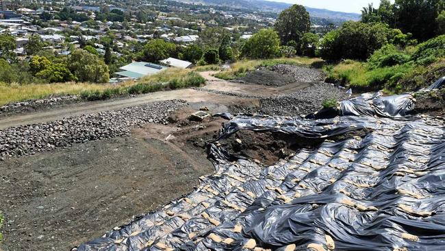 Contaminated soil at Beardow Street in North Lismore after a landslide due to heavy rain. Picture: Marc Stapelberg