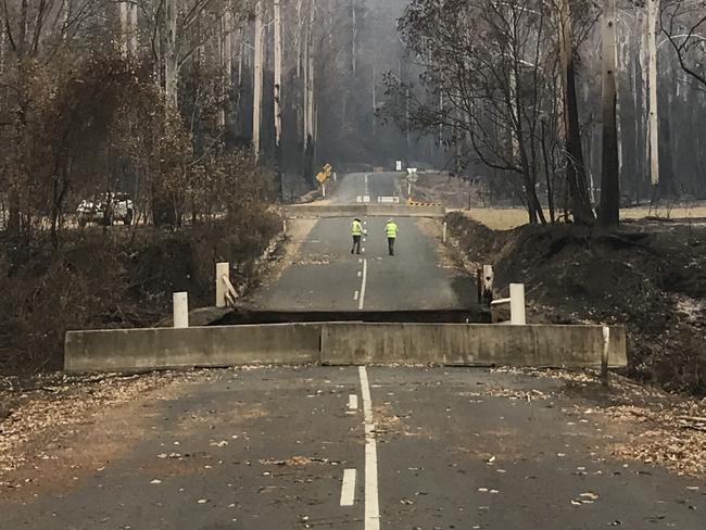 The aftermath of recent bushfires impacting the Armidale Road. Photo: Clarence Valley Council