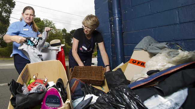 Salvos staff Bronwyn Dyer and Jill Myers, pictured in 2013 during their regular Monday-morning clean up. Little has changed over the years.