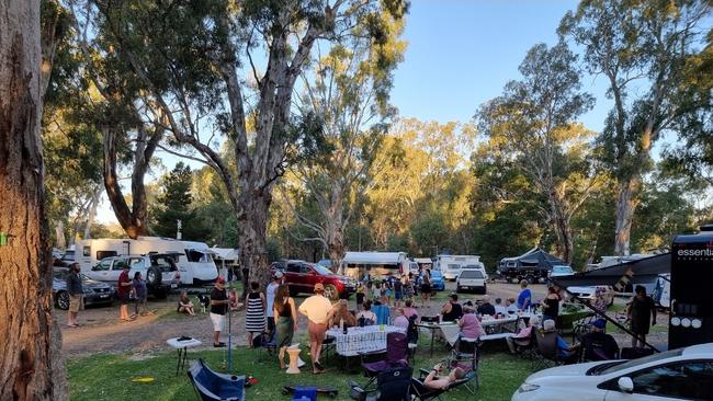 Locals gather at the Euroa Caravan Park, run by resident Kristy Hourigan.