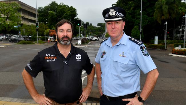 Townsville Local Disaster Management Group Chair Cr Andrew Robinson and Townsville District Officer, Chief Superintendent Graeme Paine. Picture: Evan Morgan