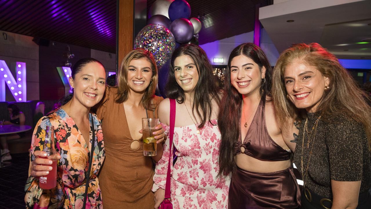 Celebrating New Year's Eve at Fitzy's are (from left) Mel Gillespie, Anne Stephens, Jessica Stephens, Stephanie Wilson and Freda Stephens, Sunday, December 31, 2023. Picture: Kevin Farmer