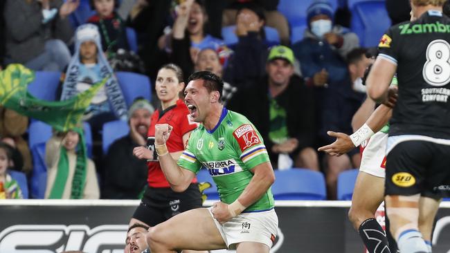 Jordan Rapana was another standout for the Raiders, scoring the first try. Picture: Getty Images.