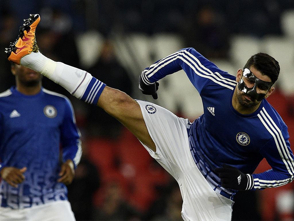 Chelsea’s Spanish forward Diego Costa warms up prior to the Champions League round of 16 first leg football match between Paris Saint-Germain (PSG) and Chelsea FC on February 16, 2016, at the Parc des Princes stadium in Paris. Picture: AFP PHOTO / FRANCK FIFE / AFP / FRANCK FIFE