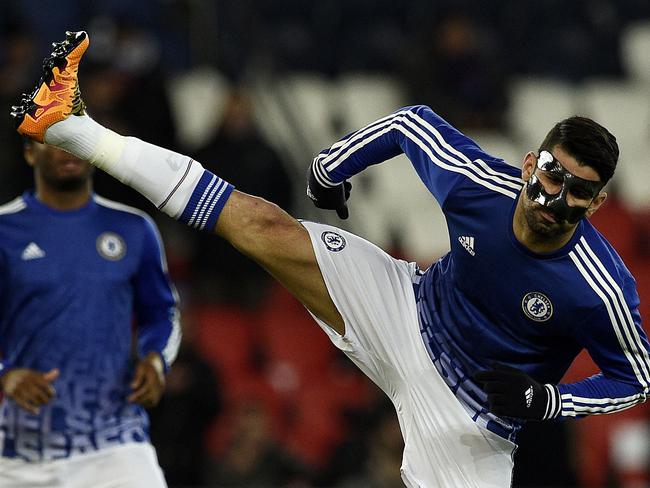 Chelsea’s Spanish forward Diego Costa warms up prior to the Champions League round of 16 first leg football match between Paris Saint-Germain (PSG) and Chelsea FC on February 16, 2016, at the Parc des Princes stadium in Paris. Picture: AFP PHOTO / FRANCK FIFE / AFP / FRANCK FIFE