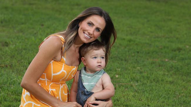 Seven News Gold Coast anchor Amanda Abate with her son Bobby. Picture: Glenn Hampson