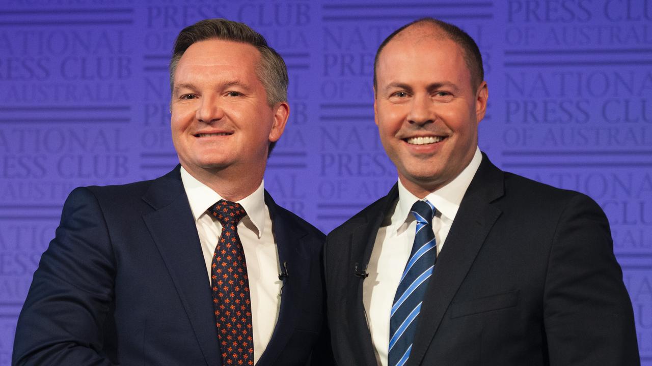 Treasurer Josh Frydenberg (right) says it’s not the right time to mess with negative gearing — but shadow treasurer Chris Bowen (left) says that’s a ‘poor excuse’. Picture: Rohan Thomson/AAP