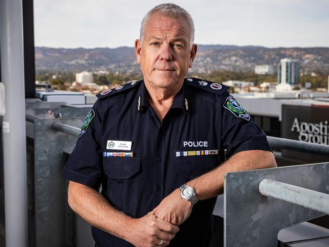 SA Weekend shoot with South Australia Police Commissioner Grant Stevens, on May 15th, 2022, in his Angas Street Office, in Adelaide.Picture: Tom Huntley