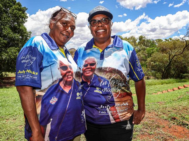 26/2/2021Senior Wintawarri Gurruma women, Pauline and sister Joselyn Hicks.WA Premier Mark McGowan at Tom Price town hsp.Pic Colin Murty The Australian