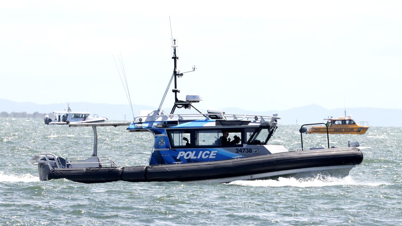 Water police searching the area where a boat capsized during a wild storm on Boxing Day. Picture: Steve Pohlner