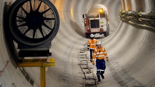 Construction work on the Metro Tunnel. Picture: NCA NewsWire / Andrew Henshaw