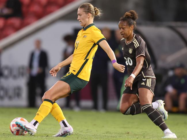 Clare Hunt controls the ball for the Matildas against Jamaica. Picture: Scott Gardiner/Getty Images