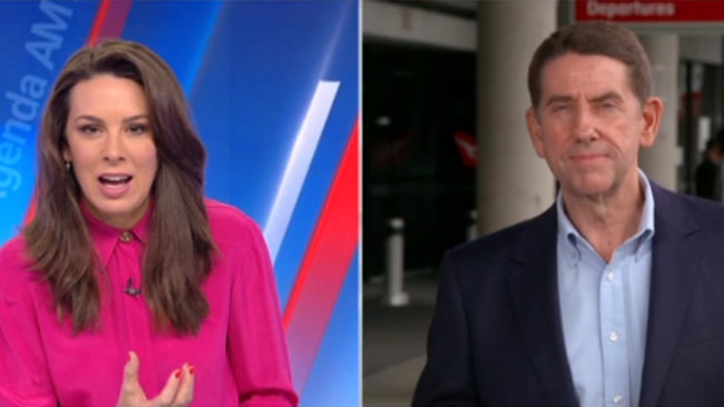 Sky News Australia's AM Agenda host Laura Jayes engaged in a tense on-air discussion with Queensland Treasurer Cameron Dick on Tuesday morning. Picture: Sky News Australia