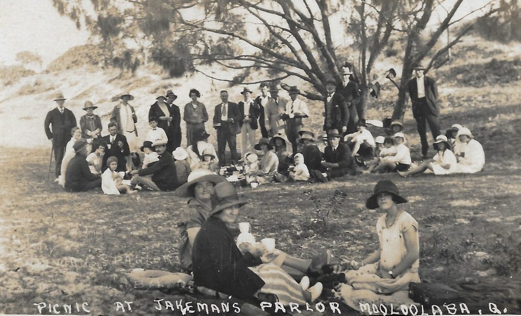 Picnic at Mooloolaba about 1930. (Courtesy Len Olive from Gertrude Clarke collection)