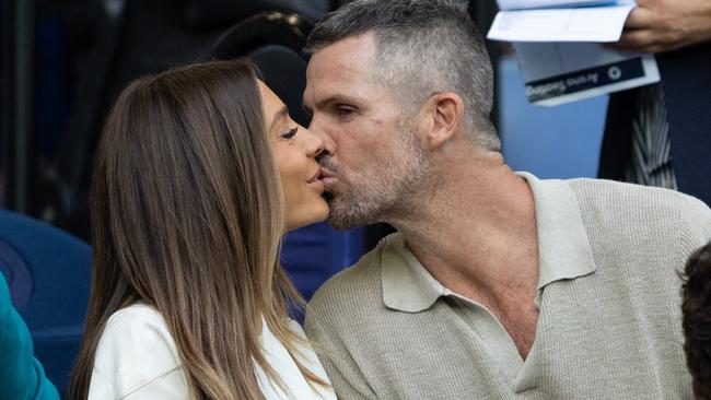 Nadia Bartel and Peter Dugmore take in the Novak Djokovic match. Picture: Fiona Hamilton/Tennis Australia