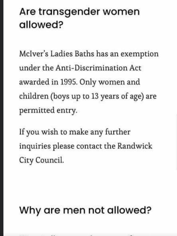 The altered message on the baths website.